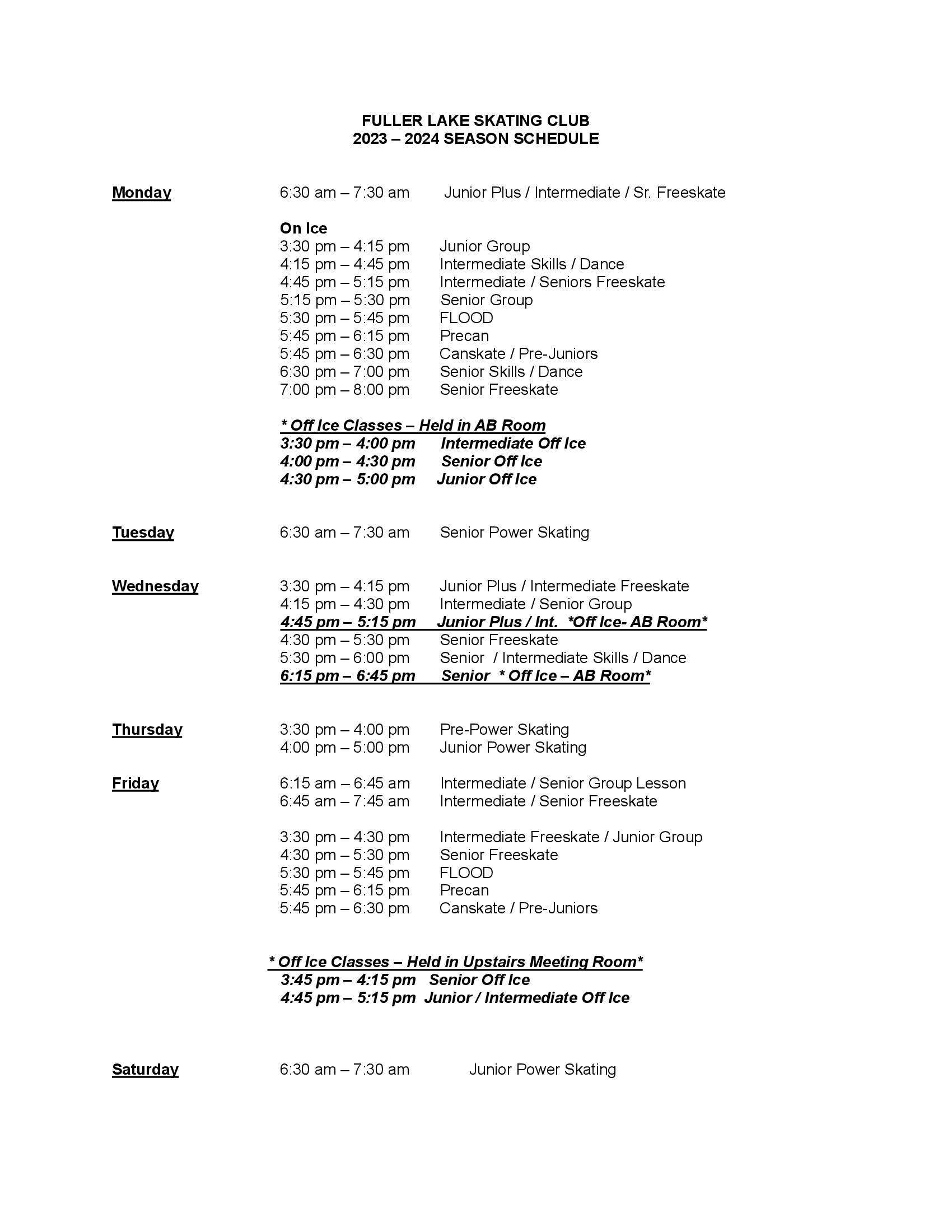 23/24 Season Schedule